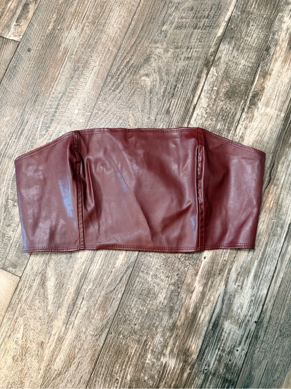 Vegan Leather Bandeau in Burgundy
